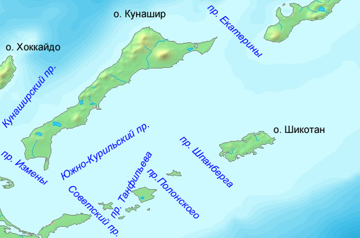 Где находится кунаширский пролив на карте